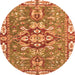 Round Machine Washable Geometric Orange Traditional Area Rugs, wshabs3296org