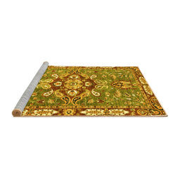 Sideview of Machine Washable Geometric Yellow Traditional Rug, wshabs3296yw