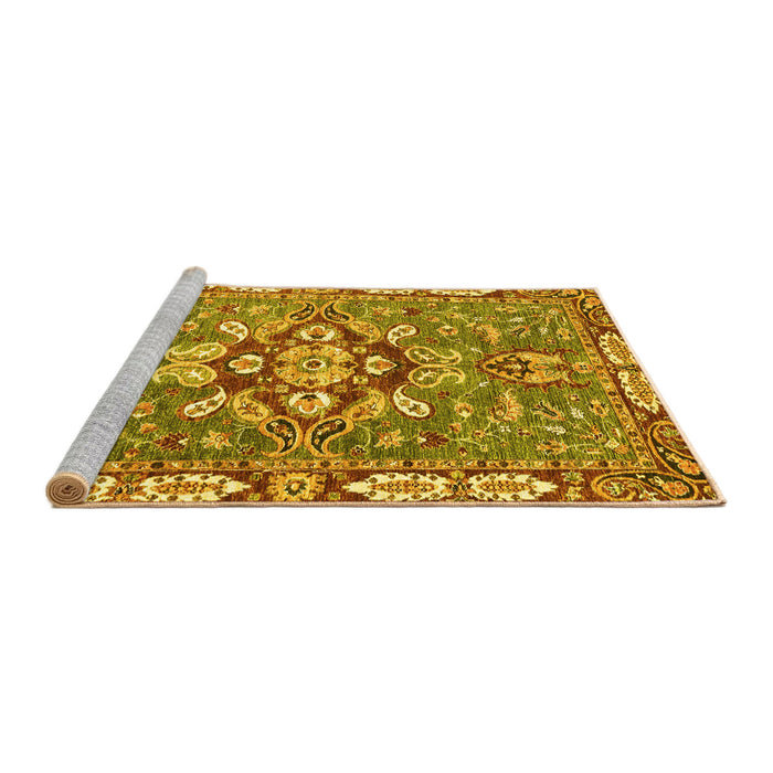Sideview of Machine Washable Geometric Yellow Traditional Rug, wshabs3296yw