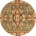 Round Geometric Brown Traditional Rug, abs3296brn