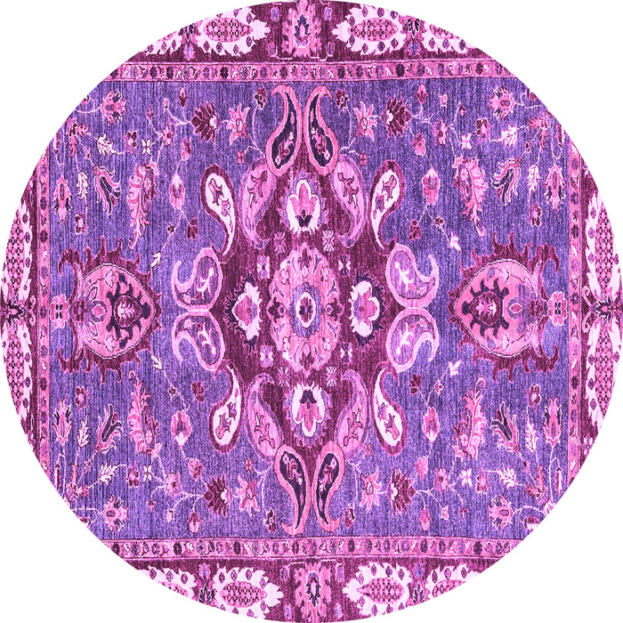 Round Machine Washable Geometric Purple Traditional Area Rugs, wshabs3296pur