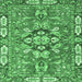 Square Machine Washable Geometric Emerald Green Traditional Area Rugs, wshabs3296emgrn