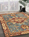 Abstract Brown Red Geometric Rug in Family Room, abs3296