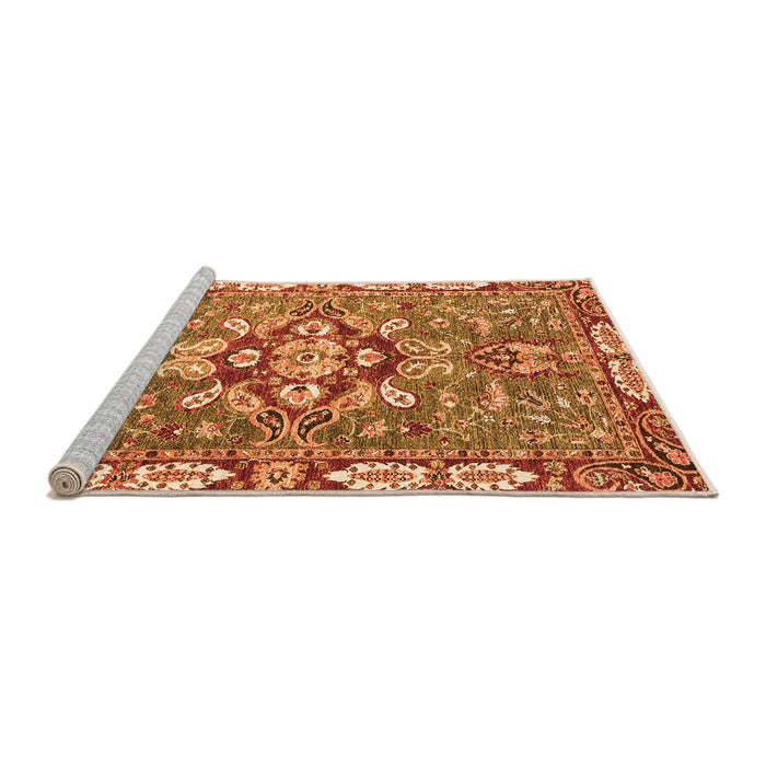 Sideview of Machine Washable Geometric Orange Traditional Area Rugs, wshabs3296org