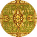 Round Geometric Yellow Traditional Rug, abs3296yw