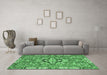 Machine Washable Geometric Emerald Green Traditional Area Rugs in a Living Room,, wshabs3296emgrn