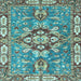 Square Machine Washable Geometric Light Blue Traditional Rug, wshabs3296lblu