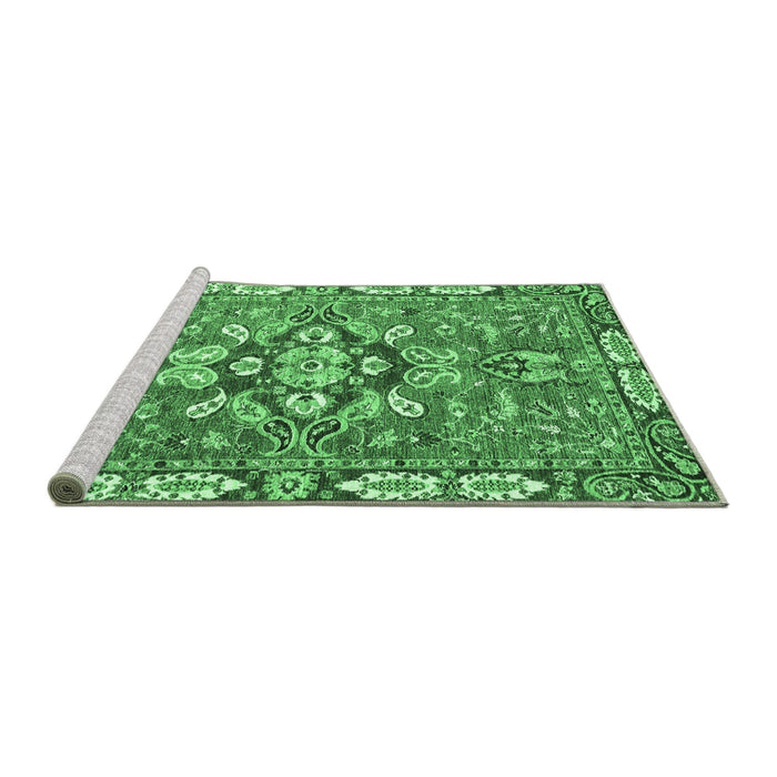 Sideview of Machine Washable Geometric Emerald Green Traditional Area Rugs, wshabs3296emgrn
