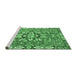 Sideview of Machine Washable Geometric Emerald Green Traditional Area Rugs, wshabs3296emgrn