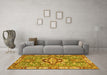 Machine Washable Geometric Yellow Traditional Rug in a Living Room, wshabs3296yw