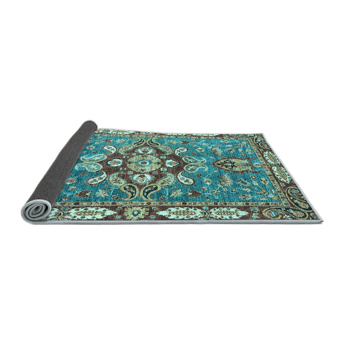 Sideview of Geometric Light Blue Traditional Rug, abs3296lblu