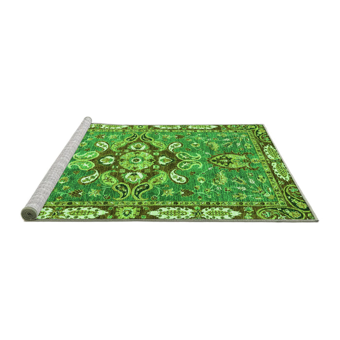 Sideview of Machine Washable Geometric Green Traditional Area Rugs, wshabs3296grn
