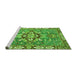 Sideview of Machine Washable Geometric Green Traditional Area Rugs, wshabs3296grn