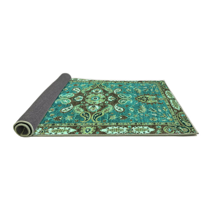 Sideview of Geometric Turquoise Traditional Rug, abs3296turq