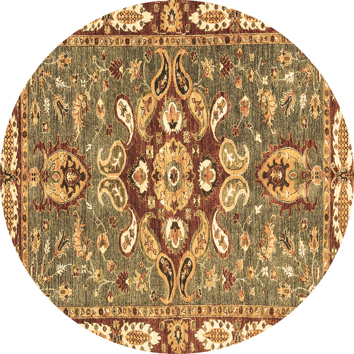 Round Machine Washable Geometric Brown Traditional Rug, wshabs3296brn