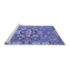 Sideview of Machine Washable Geometric Blue Traditional Rug, wshabs3296blu