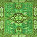 Square Machine Washable Geometric Green Traditional Area Rugs, wshabs3296grn