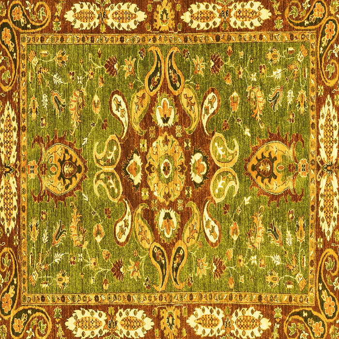Square Machine Washable Geometric Yellow Traditional Rug, wshabs3296yw