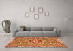 Machine Washable Geometric Orange Traditional Area Rugs in a Living Room, wshabs3296org