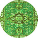 Round Geometric Green Traditional Rug, abs3296grn