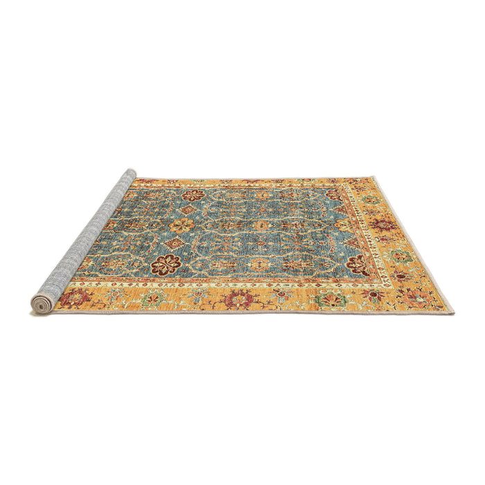 Sideview of Machine Washable Abstract Gold Brown Rug, wshabs3297