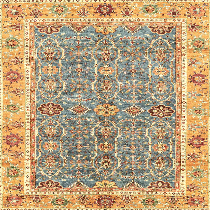 Square Abstract Gold Brown Oriental Rug, abs3297