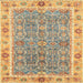 Square Abstract Gold Brown Oriental Rug, abs3297