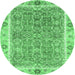 Round Oriental Emerald Green Traditional Rug, abs3297emgrn