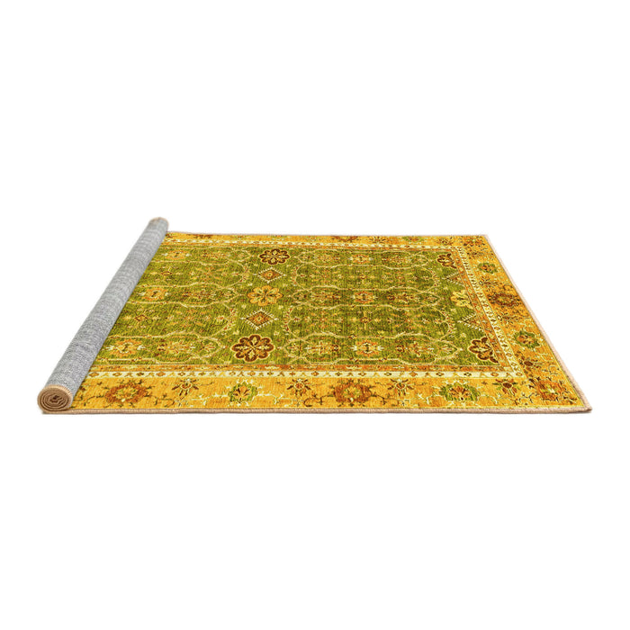 Sideview of Machine Washable Oriental Yellow Traditional Rug, wshabs3297yw