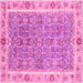 Square Machine Washable Oriental Pink Traditional Rug, wshabs3297pnk