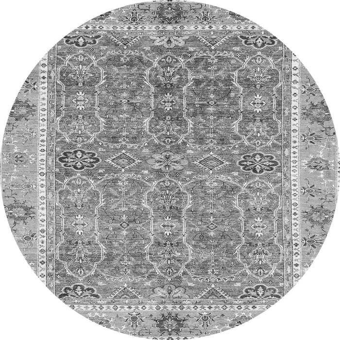 Round Machine Washable Oriental Gray Traditional Rug, wshabs3297gry