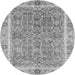 Round Machine Washable Oriental Gray Traditional Rug, wshabs3297gry