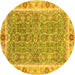 Round Oriental Yellow Traditional Rug, abs3297yw