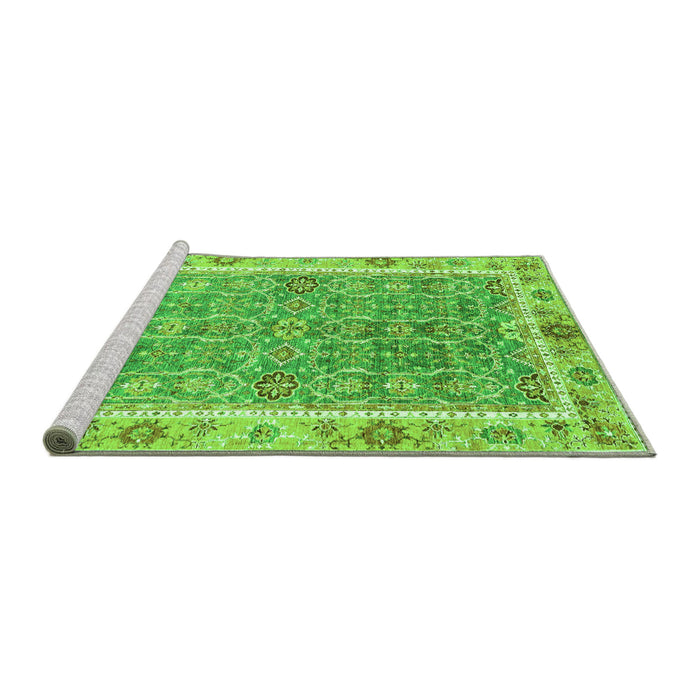 Sideview of Machine Washable Oriental Green Traditional Area Rugs, wshabs3297grn