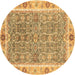 Round Machine Washable Oriental Brown Traditional Rug, wshabs3297brn