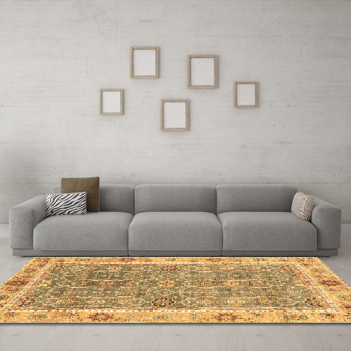 Machine Washable Oriental Brown Traditional Rug in a Living Room,, wshabs3297brn