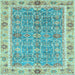 Square Oriental Light Blue Traditional Rug, abs3297lblu