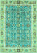 Machine Washable Oriental Turquoise Traditional Area Rugs, wshabs3297turq