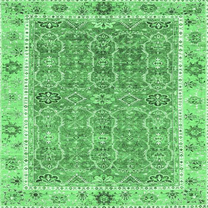 Square Machine Washable Oriental Emerald Green Traditional Area Rugs, wshabs3297emgrn