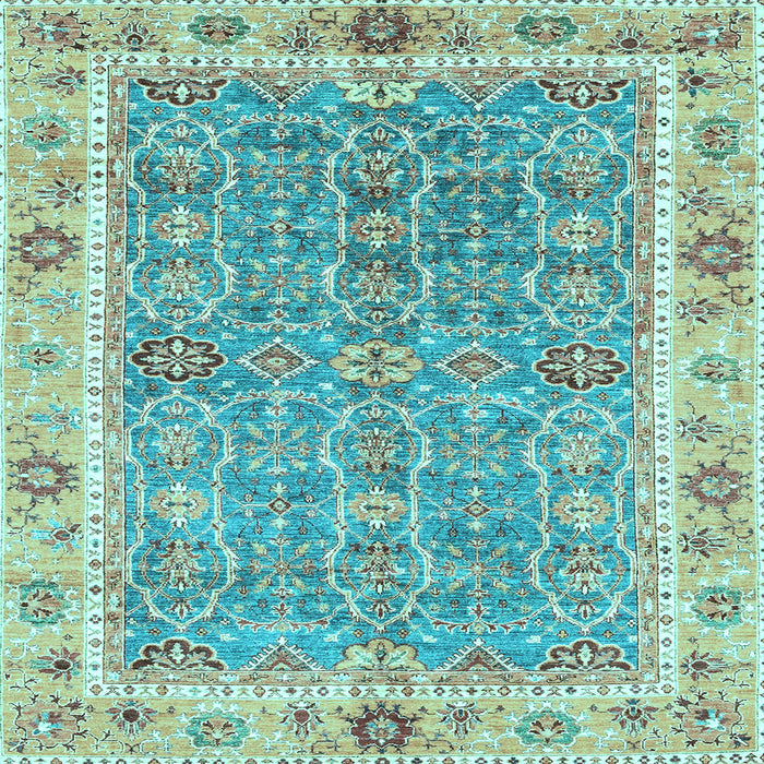 Square Machine Washable Oriental Light Blue Traditional Rug, wshabs3297lblu