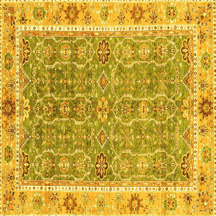 Square Oriental Yellow Traditional Rug, abs3297yw