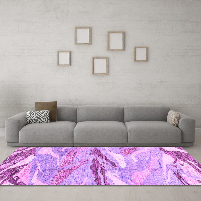 Machine Washable Abstract Purple Modern Area Rugs in a Living Room, wshabs3298pur