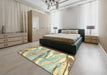 Abstract Dark Almond Brown Modern Rug in a Bedroom, abs3298