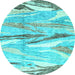 Round Abstract Light Blue Modern Rug, abs3298lblu