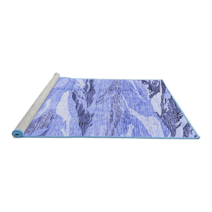 Sideview of Machine Washable Abstract Blue Modern Rug, wshabs3298blu