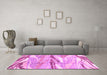 Machine Washable Abstract Pink Modern Rug in a Living Room, wshabs3298pnk