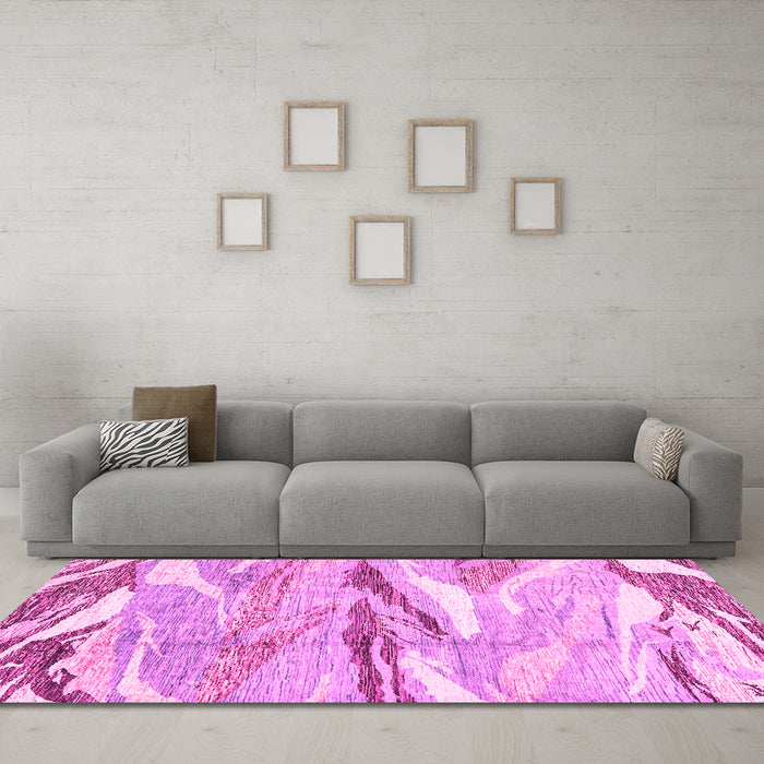 Machine Washable Abstract Pink Modern Rug in a Living Room, wshabs3298pnk