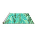 Sideview of Machine Washable Abstract Turquoise Modern Area Rugs, wshabs3298turq