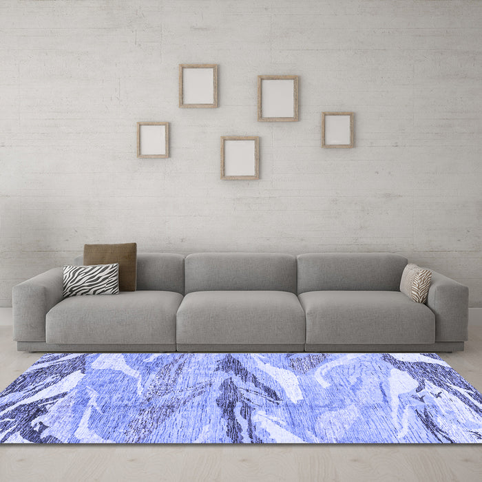 Machine Washable Abstract Blue Modern Rug in a Living Room, wshabs3298blu