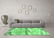 Machine Washable Abstract Emerald Green Modern Area Rugs in a Living Room,, wshabs3298emgrn